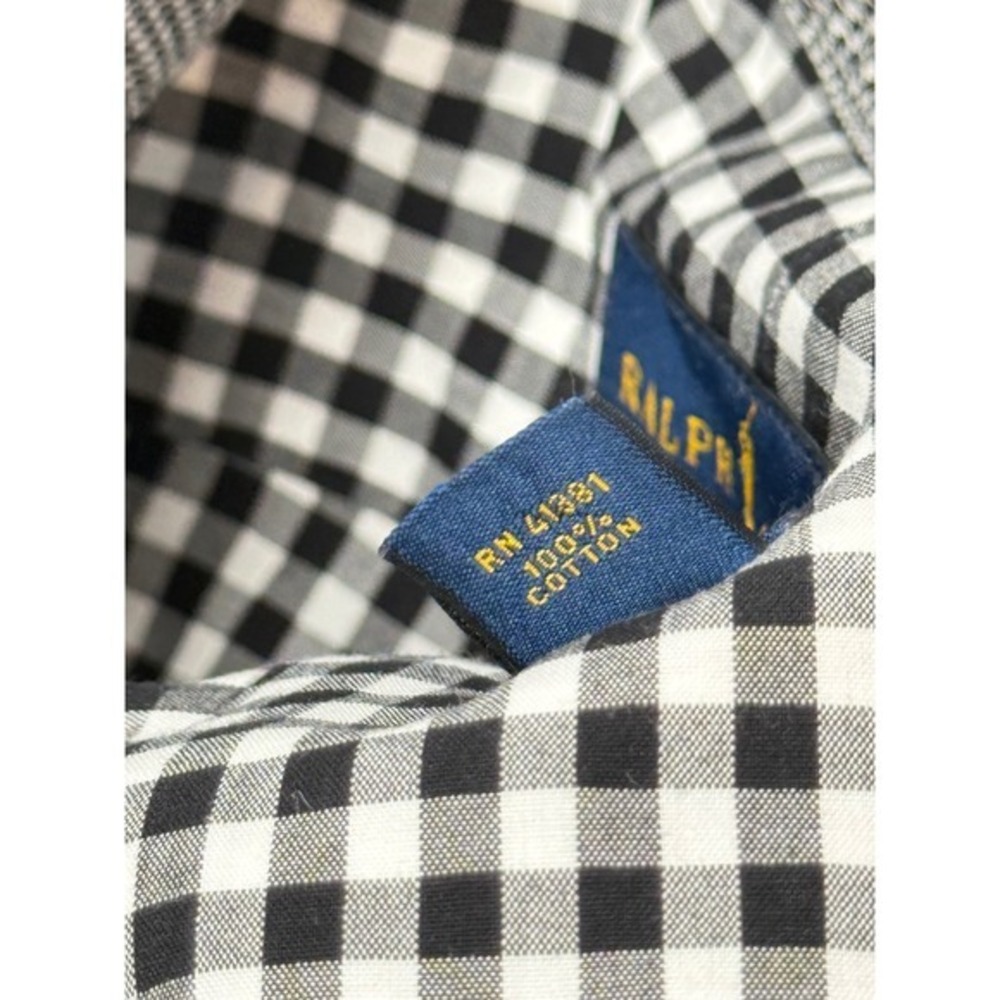 Ralph Lauren Mens XL Gingham Button Down Shirt Black White Non-Iron Cotton - Picture 5 of 8